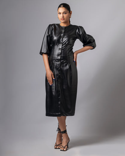 black long sleeve leather dress HOT! women's dress, leather pencil dress, leather dress, leather dress, leather dresses V neck long cocktail Bulk orders accepted SIZING Maxi Faux-Leather Dress Alchemy